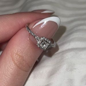 MACY'S Diamond Princess Halo Ring (1/3 ct. t.w.) in 14k White Gold